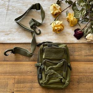 Back Pack travel accessories. Attach to anything. Hiking. Unisex. Forrest Green